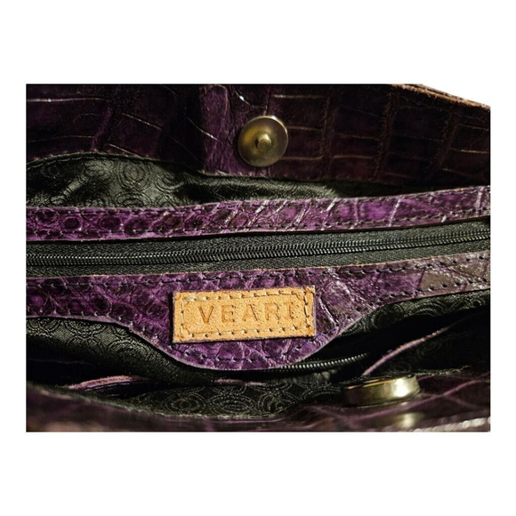 VEARI Purple Crocodile Embossed Leather Shoulder Bag Size XL - Picture 3 of 13